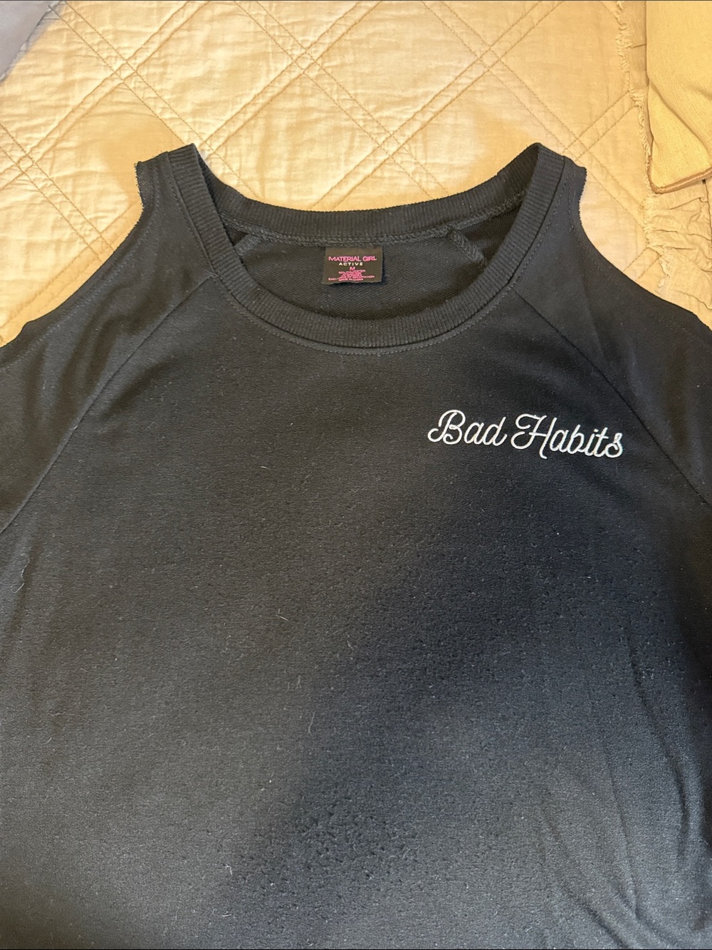 Material Girl Black Sweatshirt with "Bad Habits" White Script